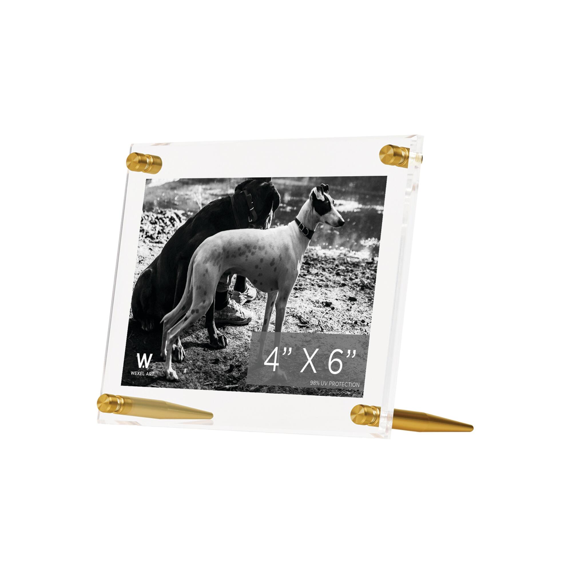 Wexel Art Clear Acrylic Tabletop Floating Picture Frame with Gold Hardware